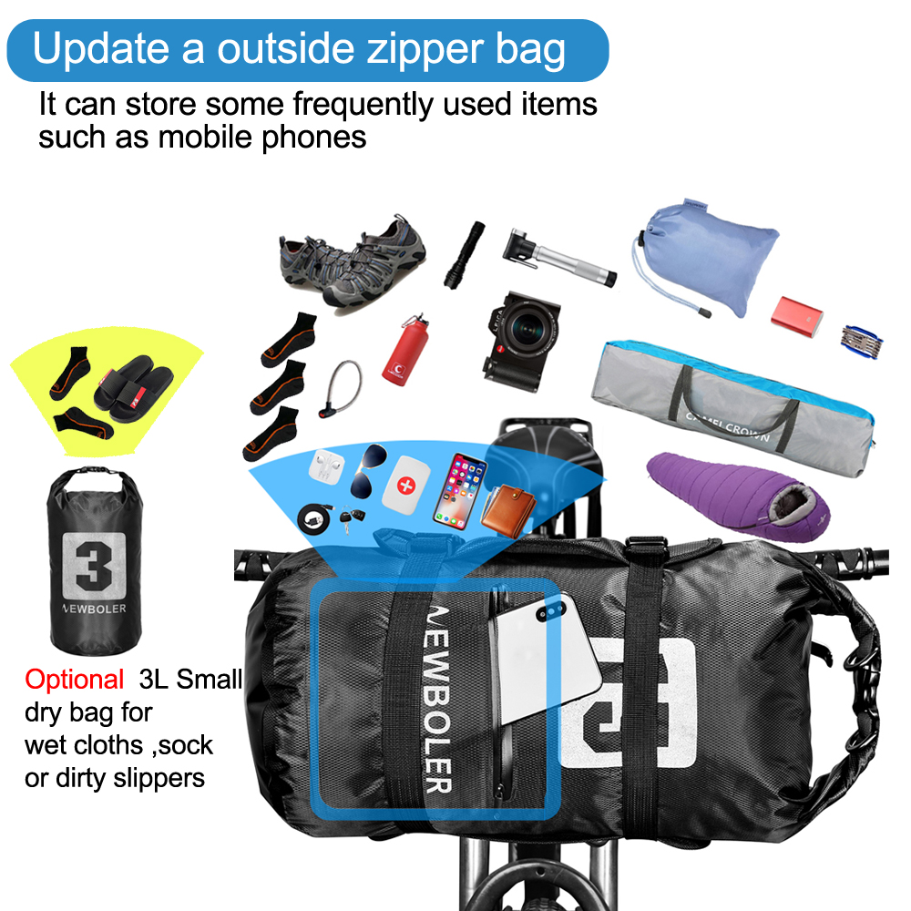 Waterproof Bike Bag Bikepacking Handlebar Bag Front Tube Cycling Bag 15L/20L MTB Frame Trunk Road Bicycle Accessories