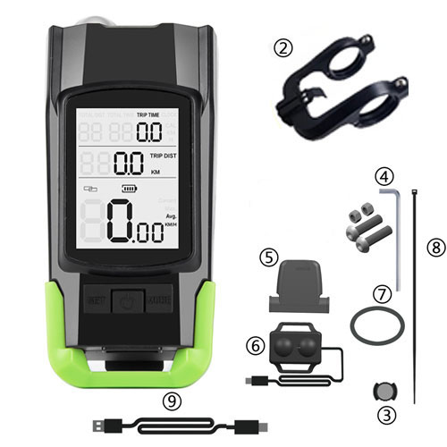 4 Mode USB Bike Light Lamp Bicycle Computer 3 Mode Horn Flashlight Cycle Bike Speedometer Led Front Lights Cycling Headlight